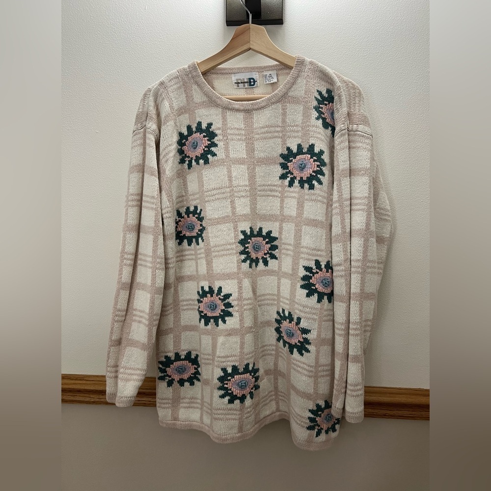 Vintage Floral Knit Grandpa Sweater Paul Harris Size Medium / Large